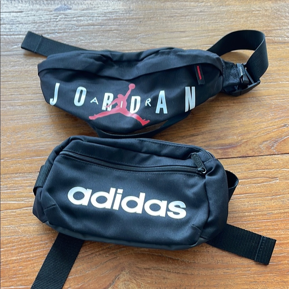 Adidas and Jordan Black Waist Bags